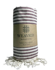 Weavico - Stripe Turkish Beach Towel - 100% Cotton - Maroon