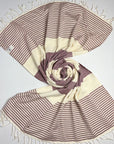 Weavico - Stripe Turkish Beach Towel - 100% Cotton - Maroon