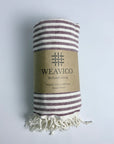 Weavico - Stripe Turkish Beach Towel - 100% Cotton - Maroon