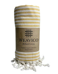 Weavico - Stripe Turkish Beach Towel - 100% Cotton - Mustard