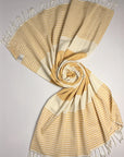 Weavico - Stripe Turkish Beach Towel - 100% Cotton - Mustard