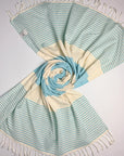 Weavico - Stripe Turkish Beach Towel - 100% Cotton - Turquoise