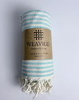 Weavico - Stripe Turkish Beach Towel - 100% Cotton - Turquoise