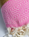 Weavico - Diamond Turkish Beach Towel - 100% Cotton - Pink