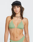 Volcom Womens Simply Seamless Triangle Bikini Top - Grass Green - ManGo Surfing