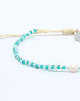 Pineapple Island Mutiara Dainty Beaded Anklet - Turquoise/Pale Blue