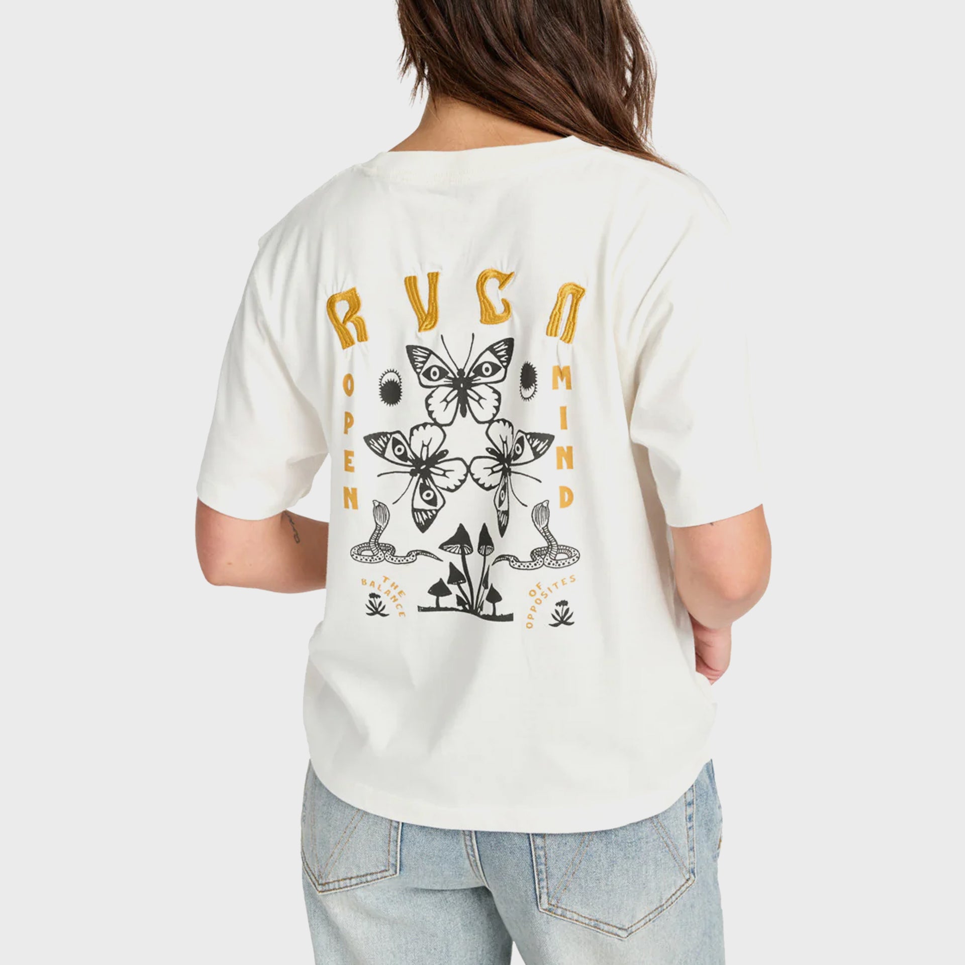 RVCA Womens Butterfly Poster T-Shirt - Antique White