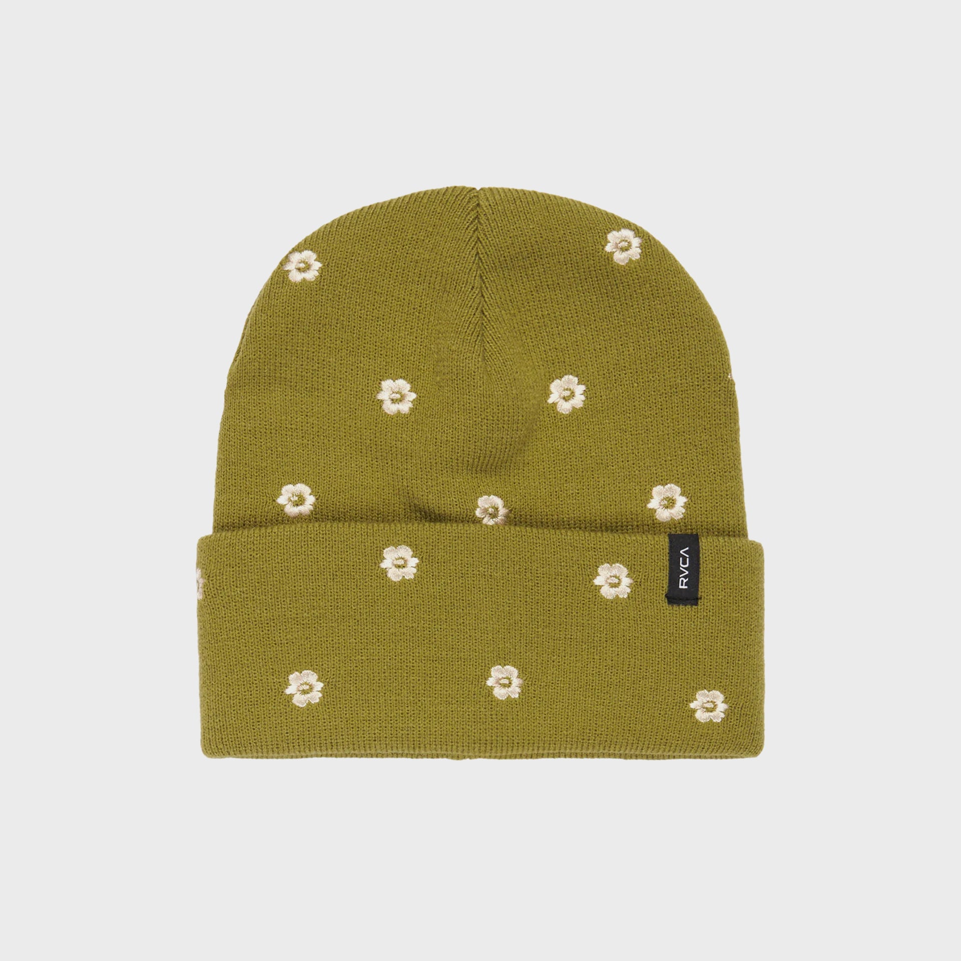 RVCA Womens Embroidered Essential Beanie Hat - One Size - Kelly Green