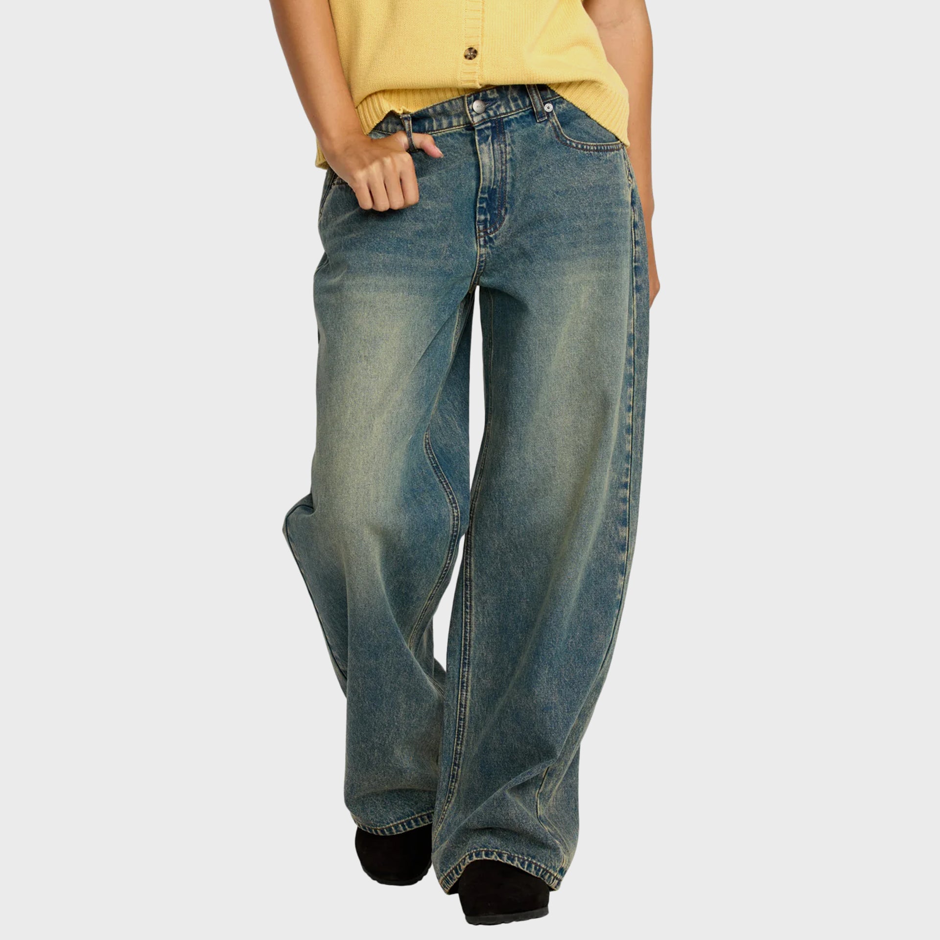 RVCA Womens Loosey Relaxed Jeans - Dusty Blue Wash