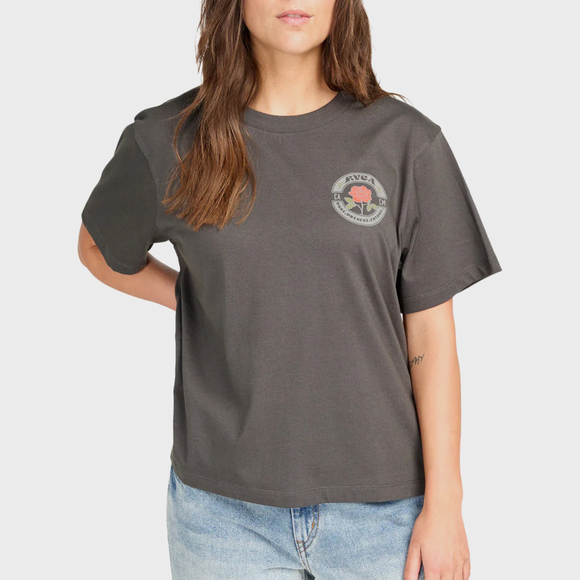 RVCA Womens Rose Poster T-Shirt - Pirate Black