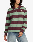 RVCA Womens Rugby Long Sleeve Rugby Shirt - Sea Green