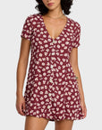 RVCA Womens Understated Buttoned Dress - Cranberry