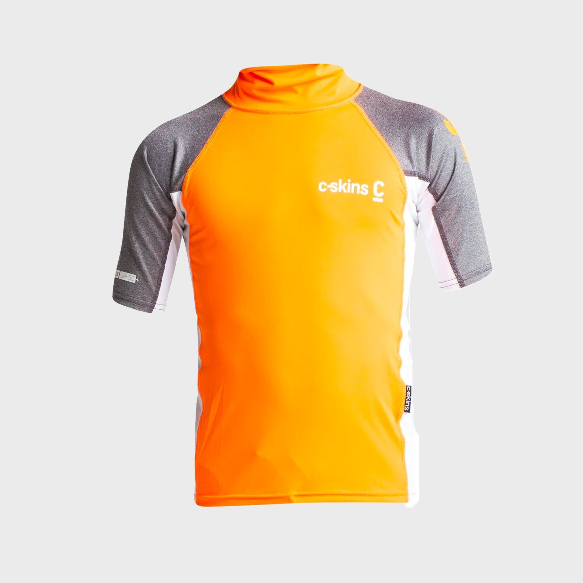 C-Skins Junior Short Sleeve Rash X Vest - Flo Orange/White/Deep Grey - ManGo Surfing