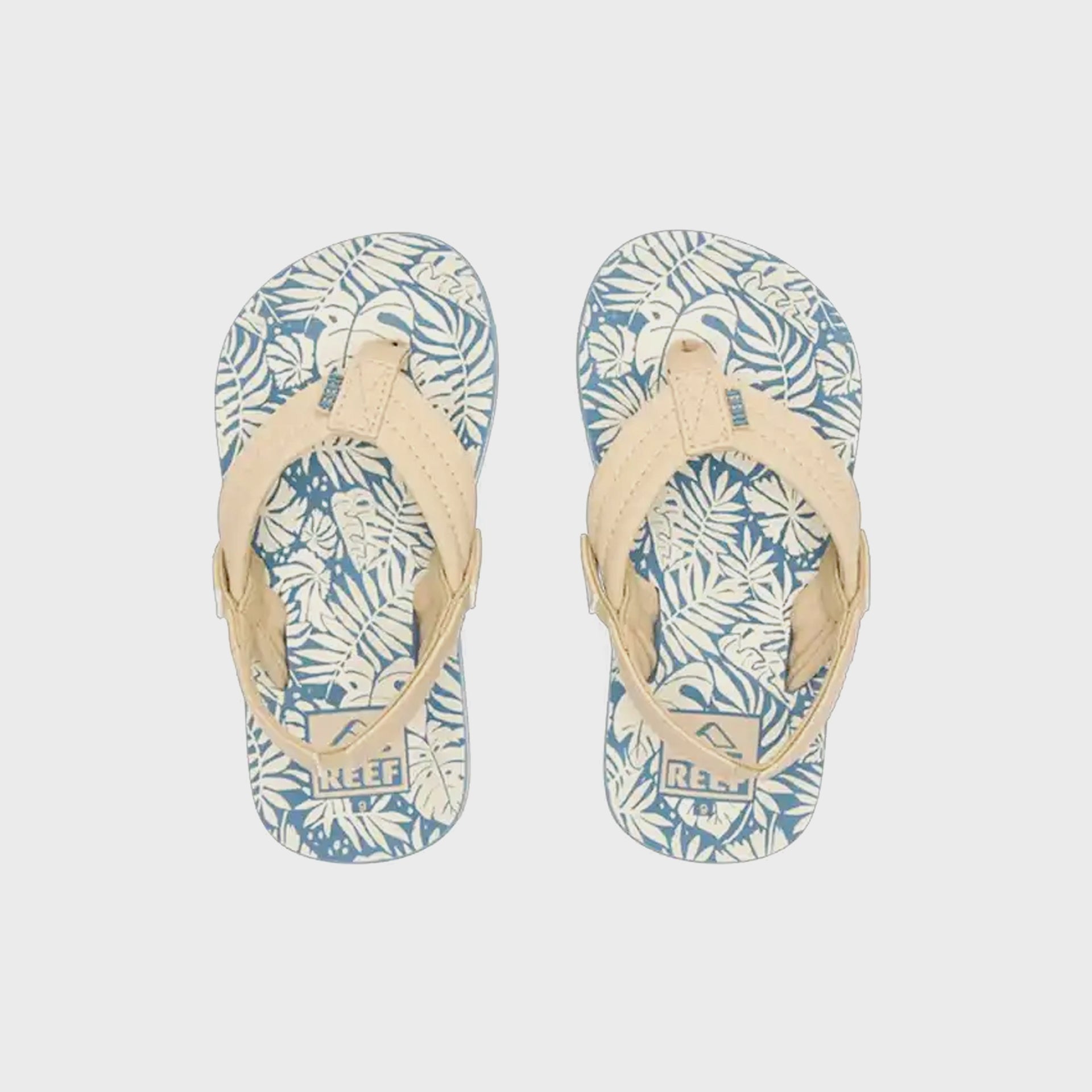 Reef Kids Little AHI Sandals - Blue/Tan Palm - ManGo Surfing