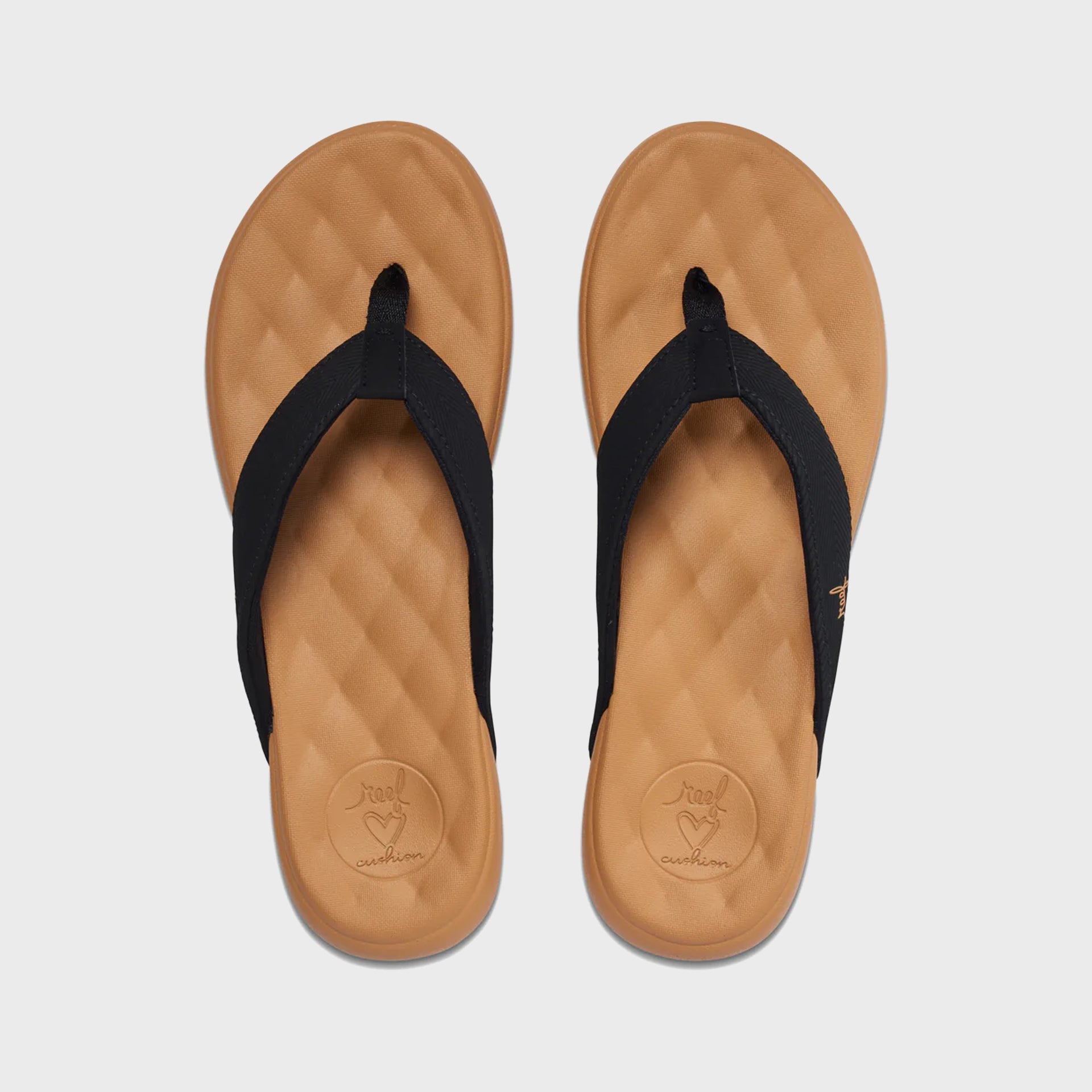 Reef Womens Cushion Harmony Flip Flops - Black/Tan - ManGo Surfing