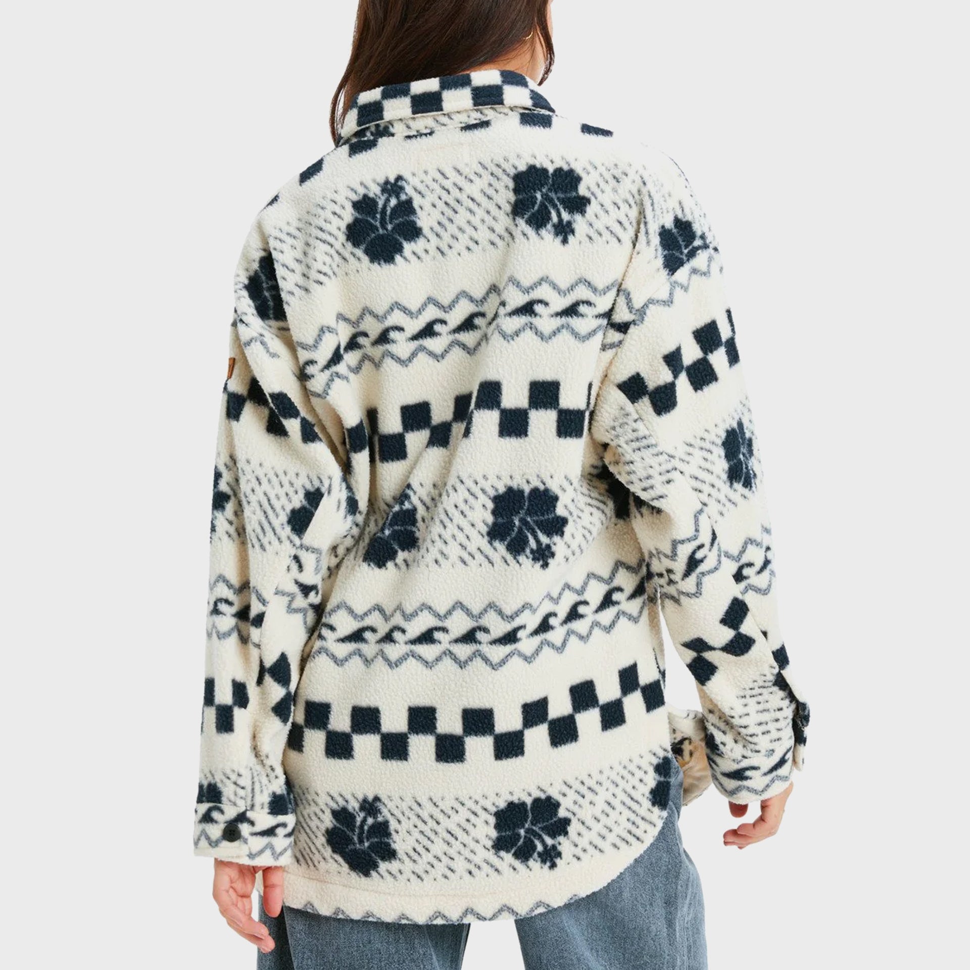 Roxy Womens Morning Crush Fleece Shacket - Parchment