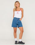 Rusty Womens Cyprus High Denim Shorts - Middy Blue