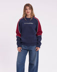 Rusty Womens South Of The River Oversized Crewneck Sweatshirt - Navy/Red