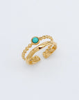 Pineapple Island Turquoise Stone Double Ring - Gold
