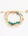 Pineapple Island Halcyon Turquoise and Shell Bracelet Trio Set - White/Turquoise/Multi