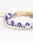 Pineapple Island Forget Me Not Bracelet Trio Set - Blue/White