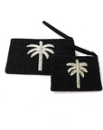 Pineapple Island Large Palm Tree Beaded Pouch - Black