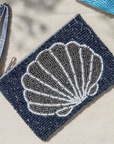 Pineapple Island Small Shell Beaded Pouch - Navy