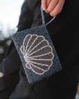 Pineapple Island Small Shell Beaded Pouch - Navy