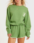 Sisstr Evolution Lucia Long Sleeve Fleece Crew - Palm