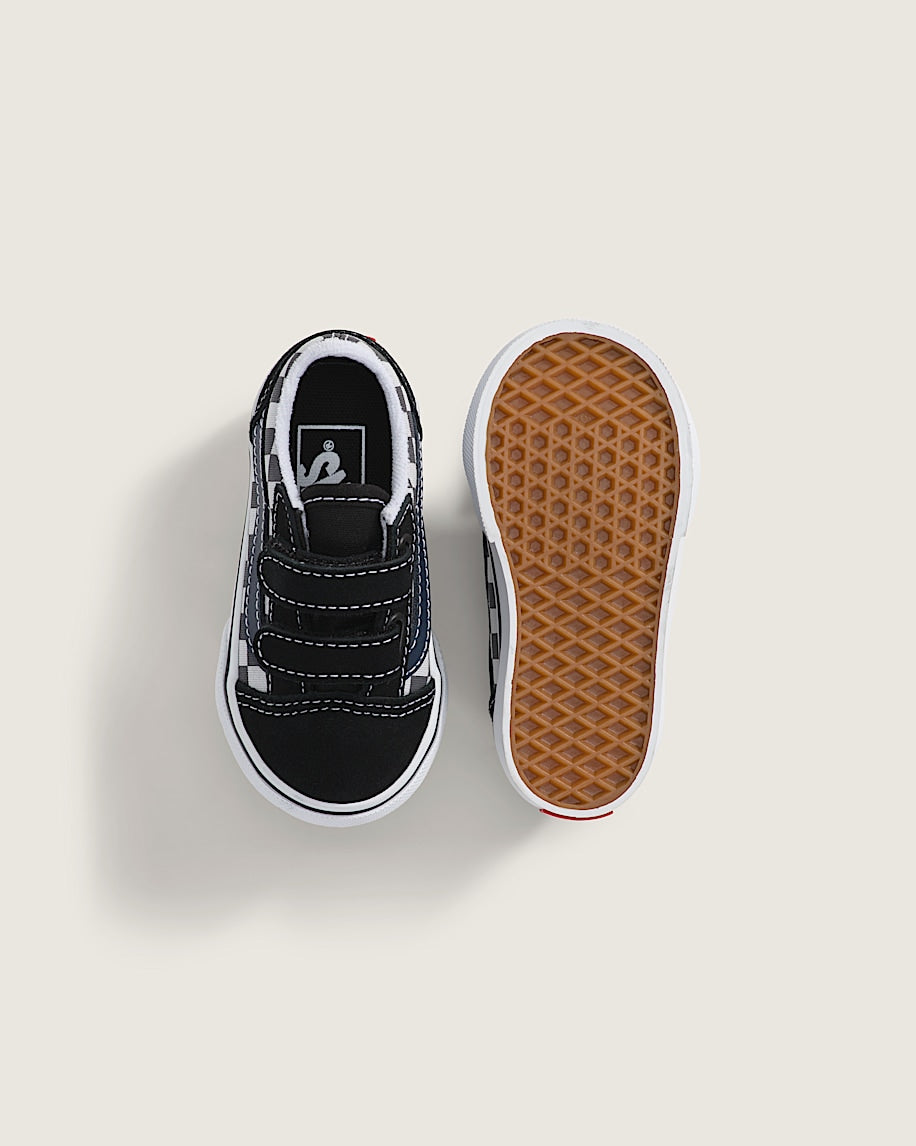 Vans Toddler Old Skool V Checkerboard Shoes - Black/Blue