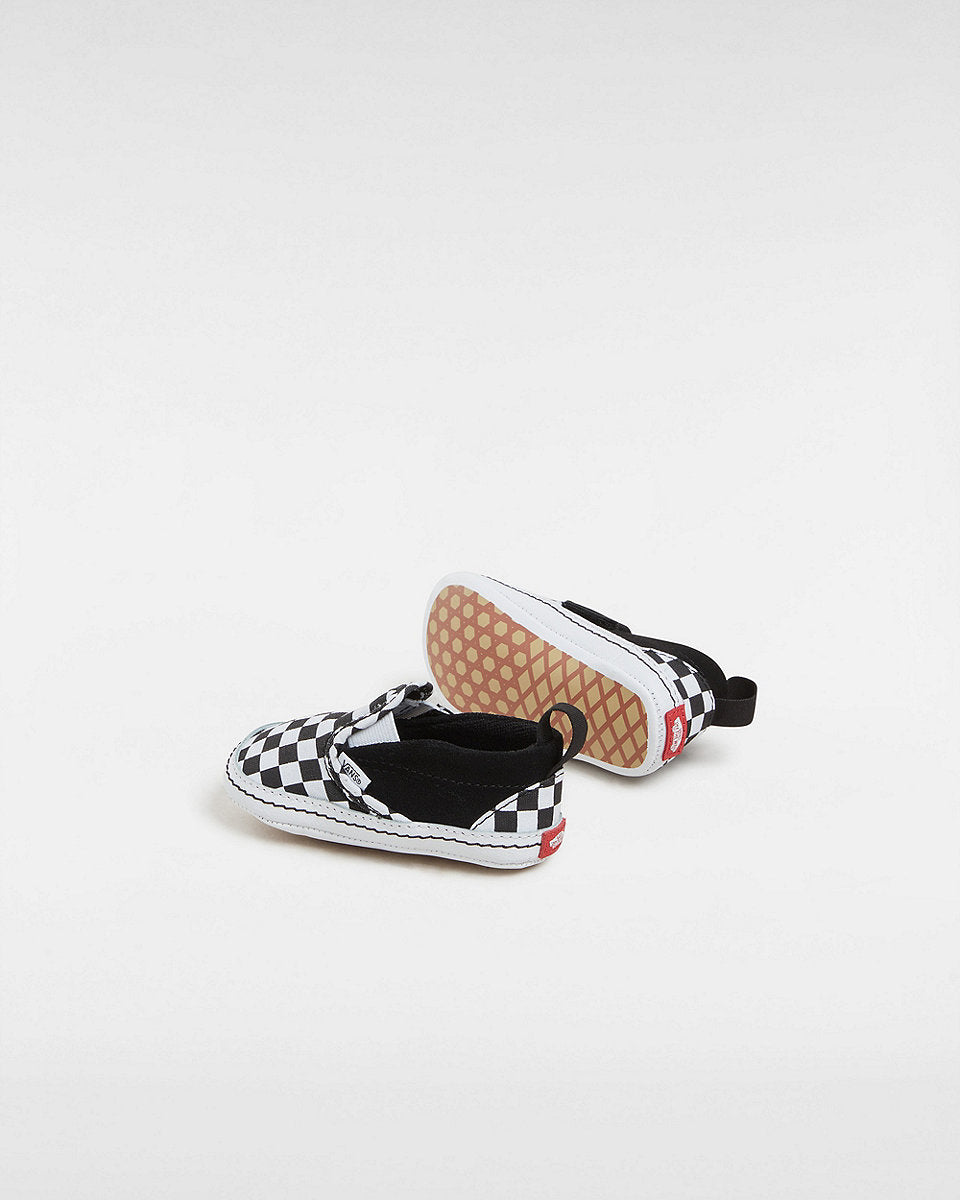 Vans Infant Checkerboard Slip-On Hook And Loop Crib Shoes (0-1 year) - Black/White - ManGo Surfing