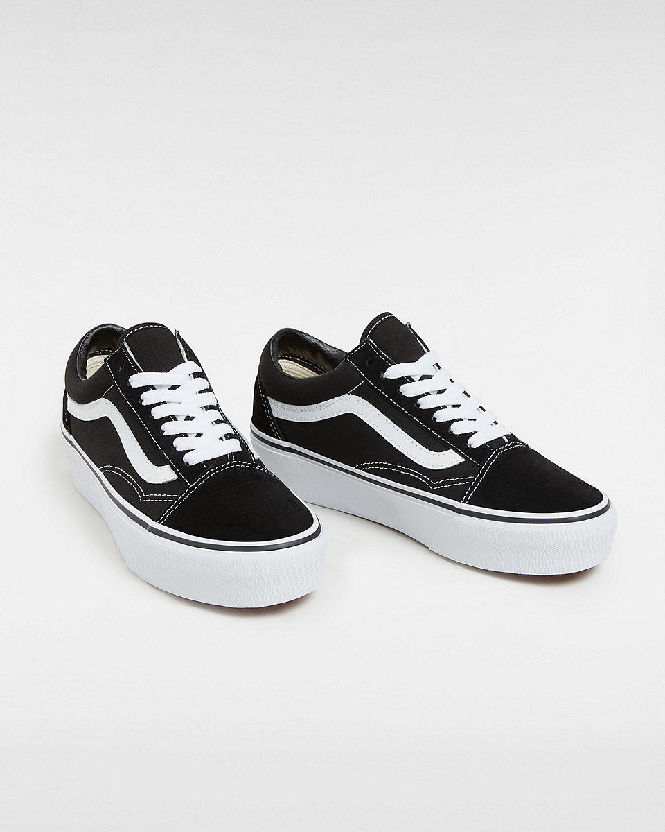 Vans Womens Platform Old Skool Shoes - Black/White - ManGo Surfing