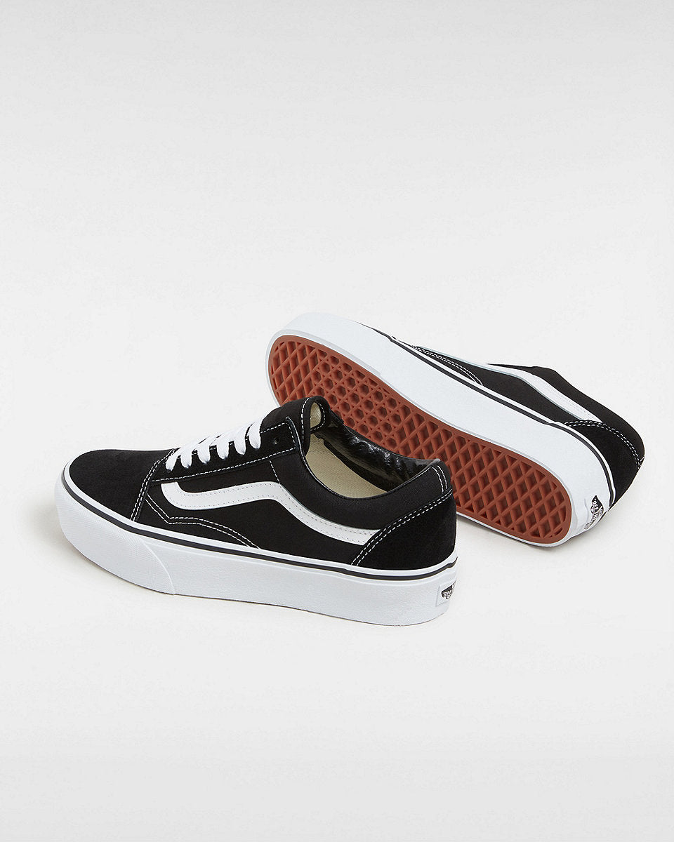 Vans Womens Platform Old Skool Shoes - Black/White - ManGo Surfing