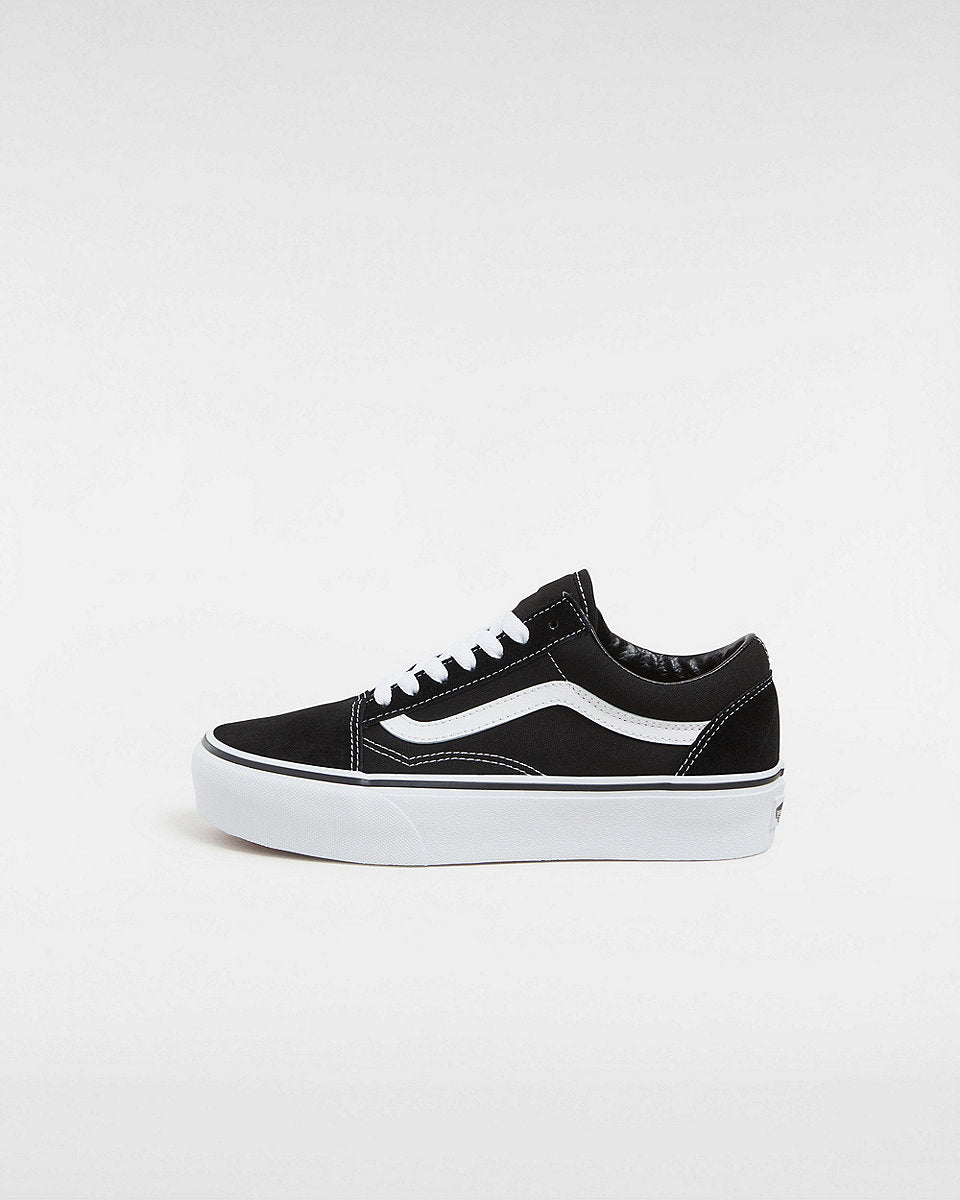Vans Womens Platform Old Skool Shoes - Black/White - ManGo Surfing