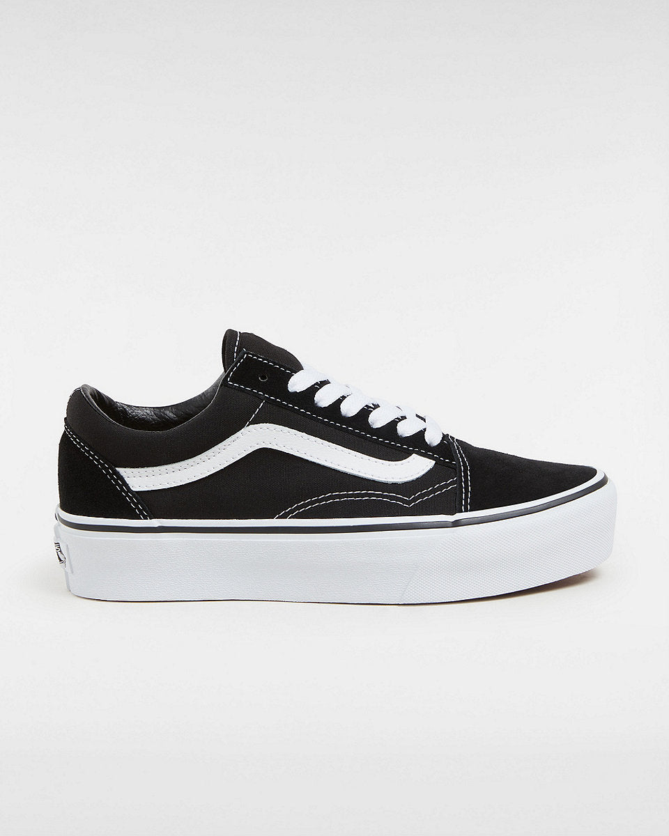 Vans Womens Platform Old Skool Shoes - Black/White - ManGo Surfing