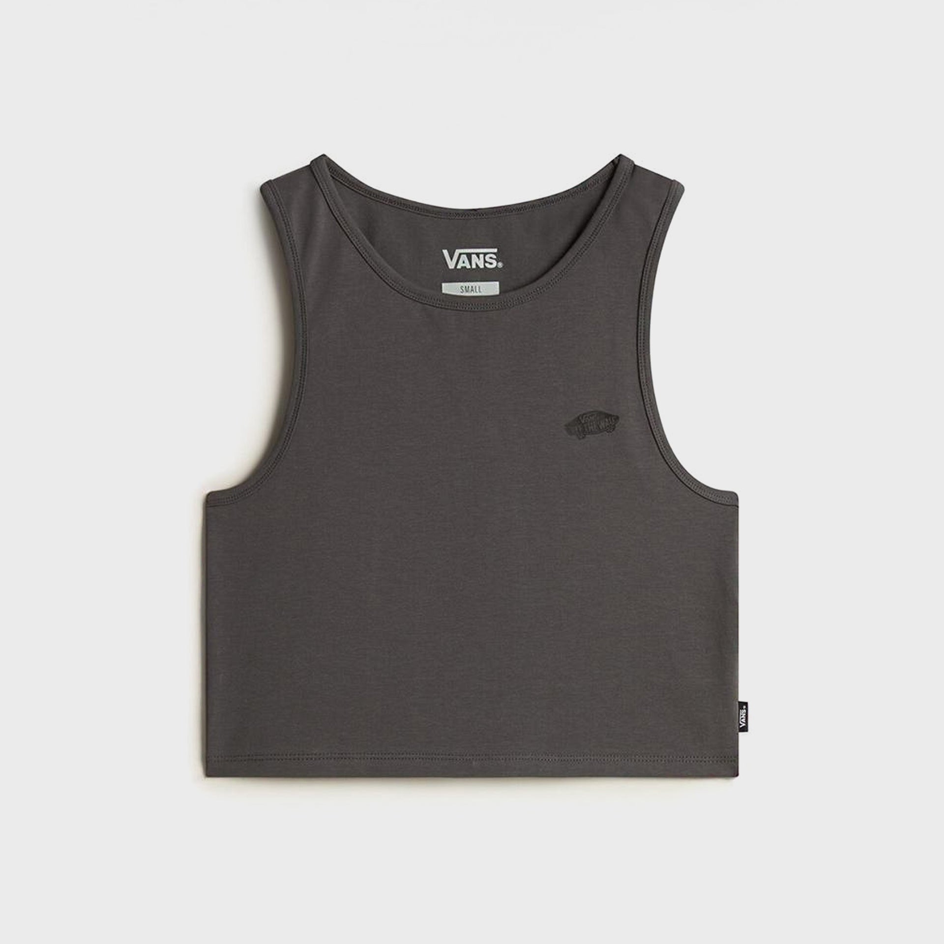 Vans Womens Style 76 II Fitted Crop Tank T-Shirt - Asphalt - ManGo Surfing