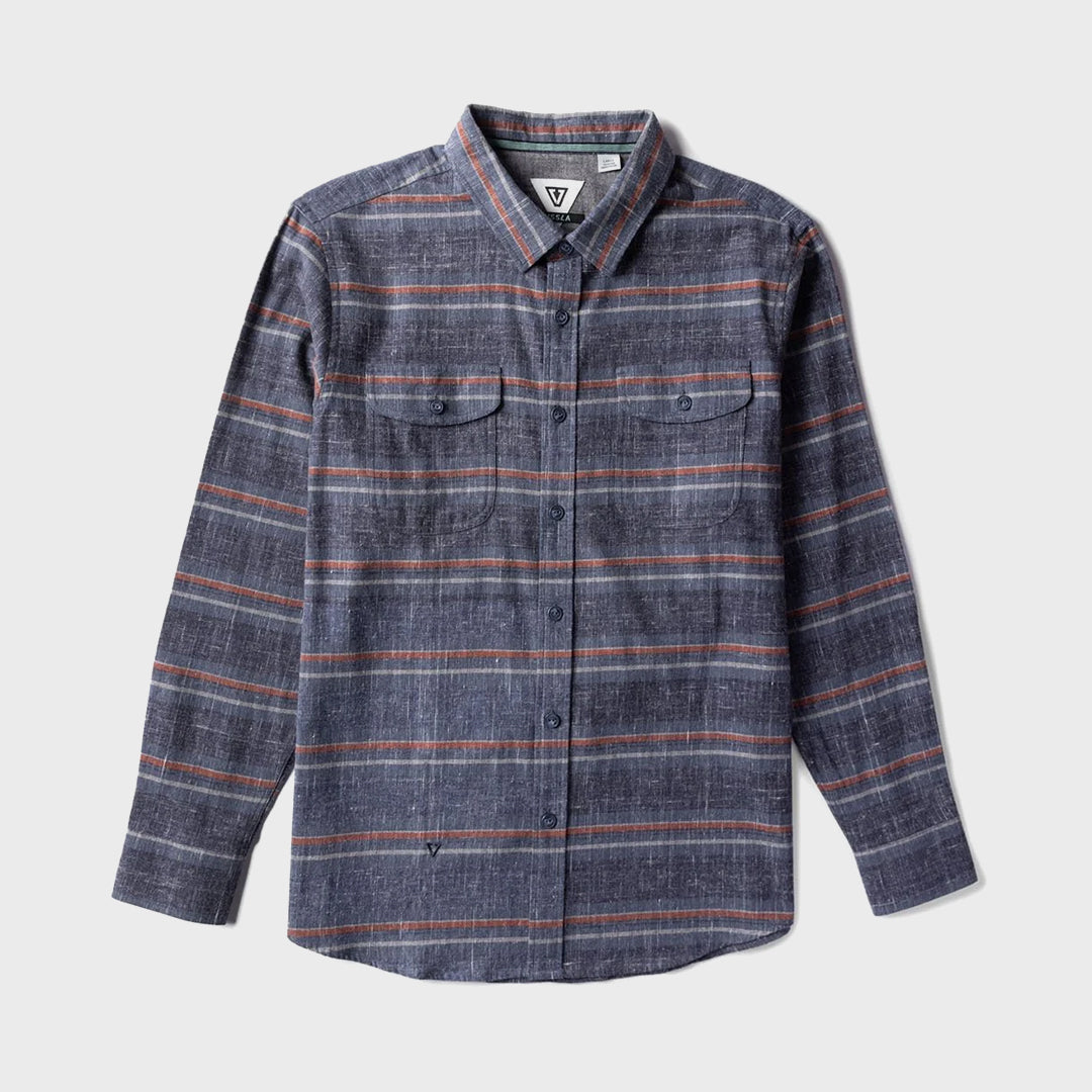 Vissla Mens Central Coast Eco Long Sleeve Flannel Shirt - Naval Heather - ManGo Surfing