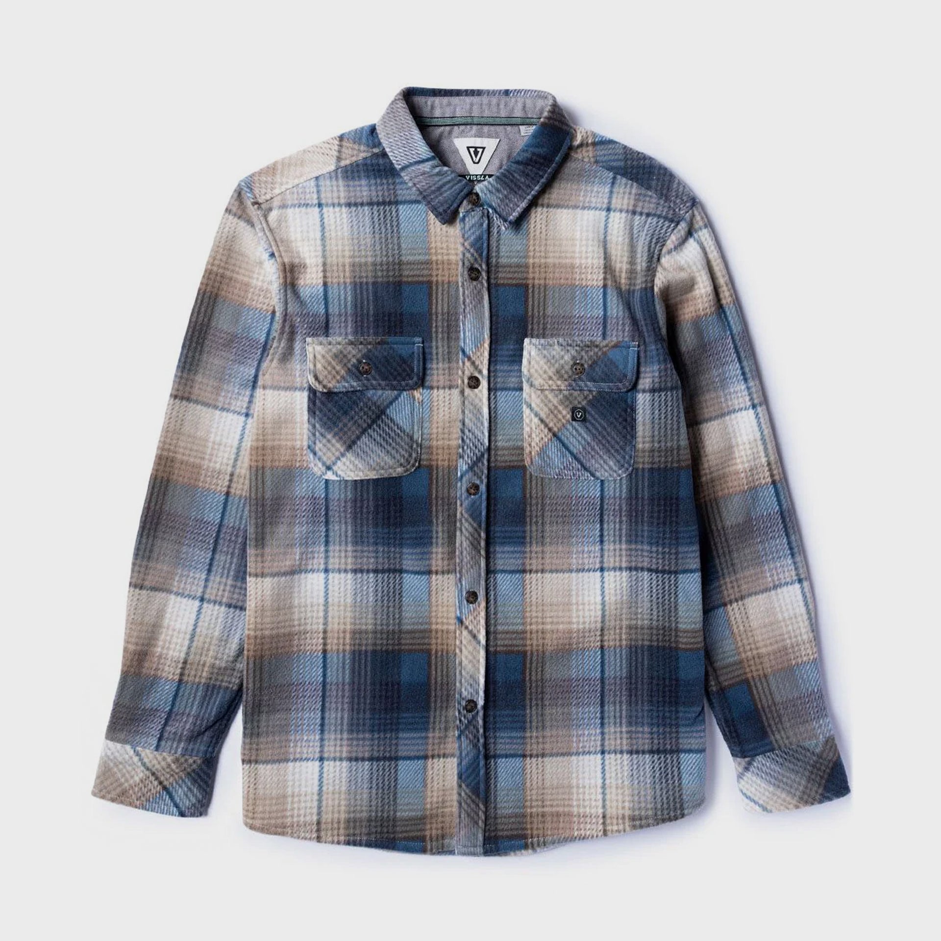 Vissla Mens Eco-zy Long Sleeve Polar Flannel Shirt - Sea Water - ManGo Surfing