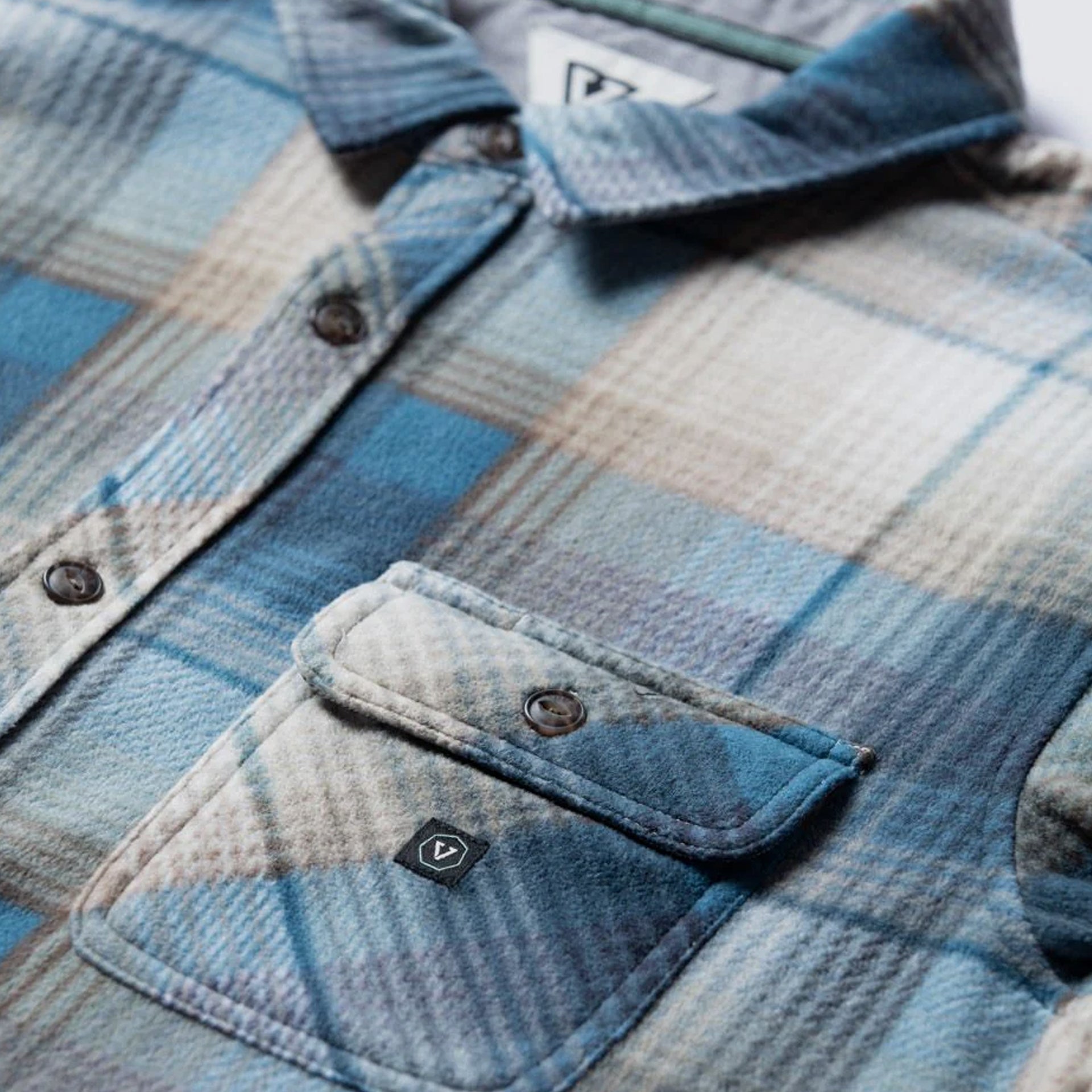 Vissla Mens Eco-zy Long Sleeve Polar Flannel Shirt - Sea Water - ManGo Surfing