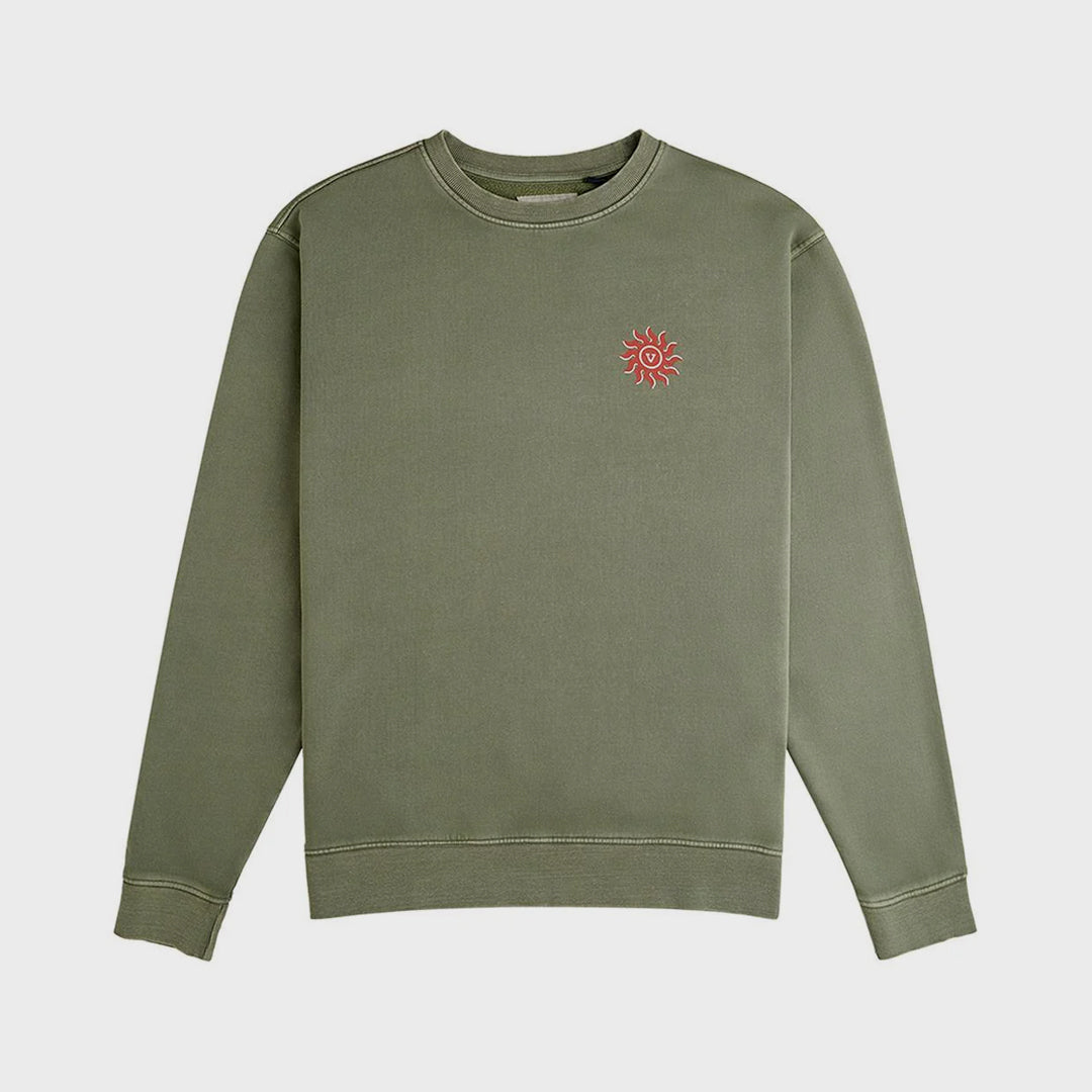 Vissla Mens Spins Crew Fleece Sweatshirt - Vintage Green - ManGo Surfing