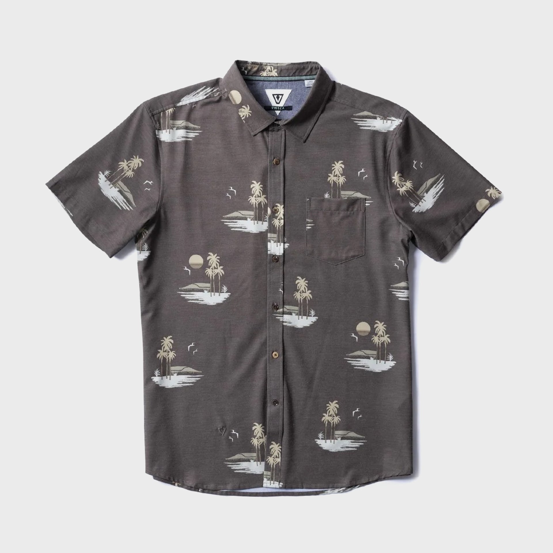 Vissla Mens Tres Palmas Eco Short Sleeve Shirt - Dark Earth - ManGo Surfing