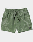 Volcom Mens Lido Print Trunk 16" Boardshorts - Light Olive - ManGo Surfing