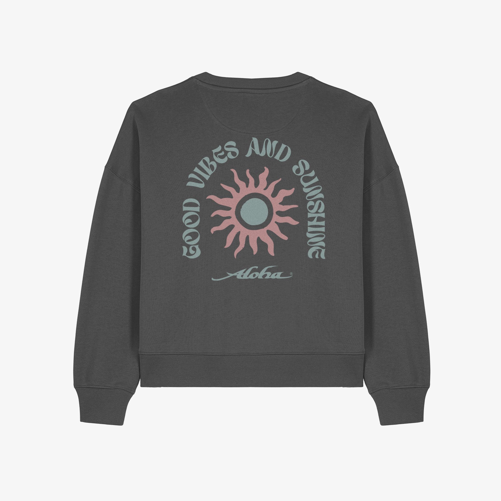 Aloha Womens Good Vibes Long Sleeve Crew Sweatshirt - Storm Grey - ManGo Surfing