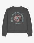 Aloha Womens Good Vibes Long Sleeve Crew Sweatshirt - Storm Grey - ManGo Surfing