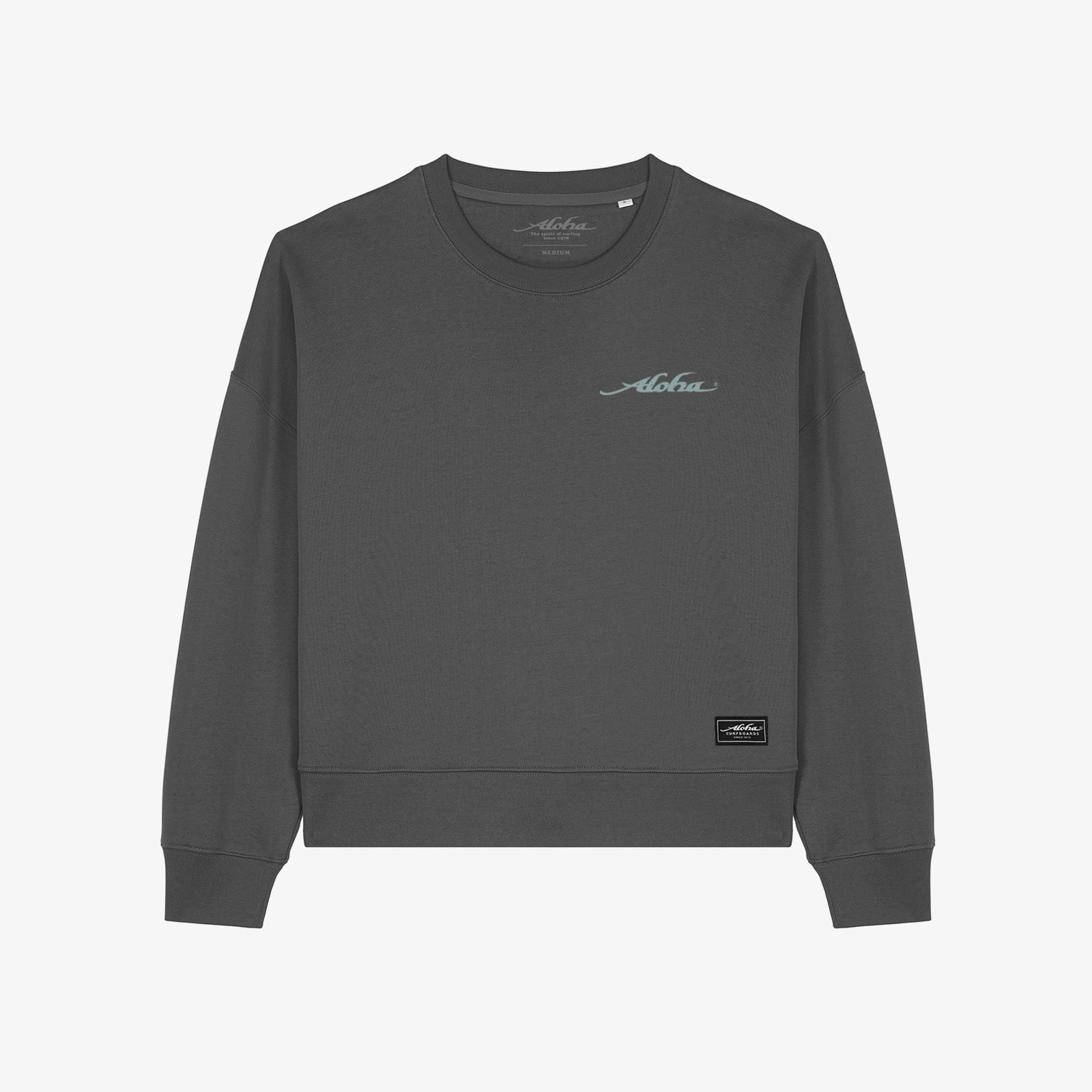 Aloha Womens Good Vibes Long Sleeve Crew Sweatshirt - Storm Grey - ManGo Surfing