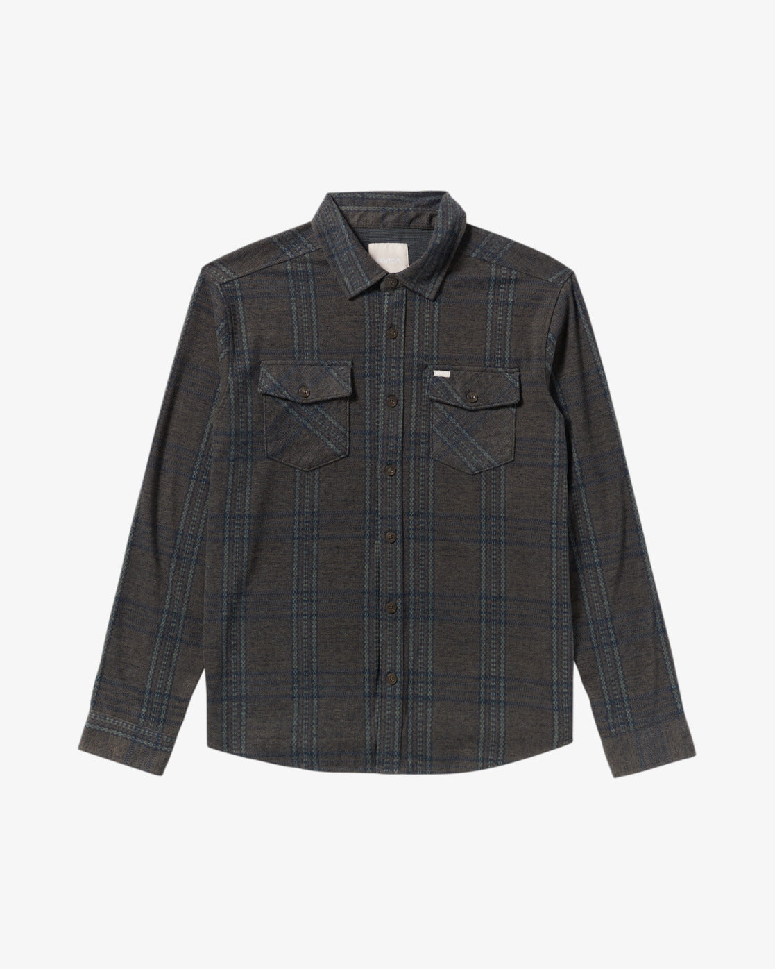 RVCA Mens Vacancy Flannel Long Sleeve Shirt - Mushroom