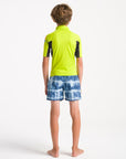 C-Skins Kids NuWave Rash X Junior Short Sleeve Vest - Lime/Anthracite/Multi - ManGo Surfing
