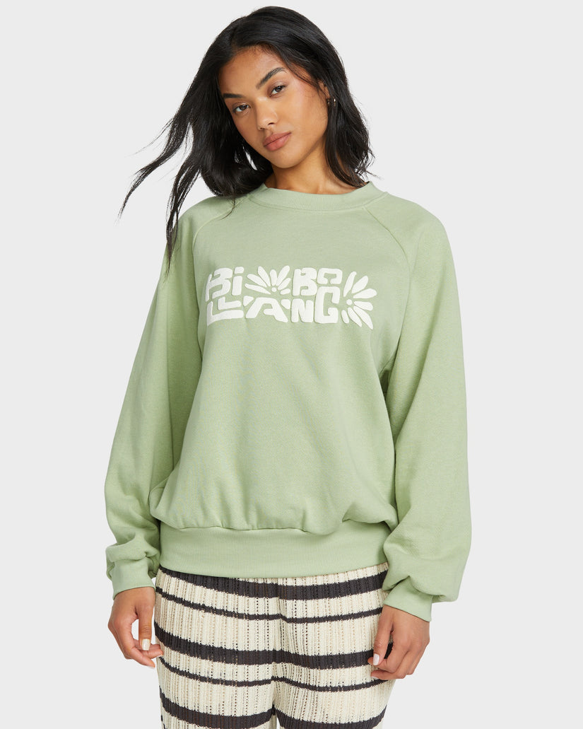 Billabong Womens The Waves Crew Sweatshirt - Pistachio - ManGo Surfing