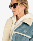 Billabong Womens Cord In Love Trucker Jacket - Slate Blue