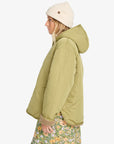 Billabong Womens Oceanside Hooded Reversible Jacket - Green Tea